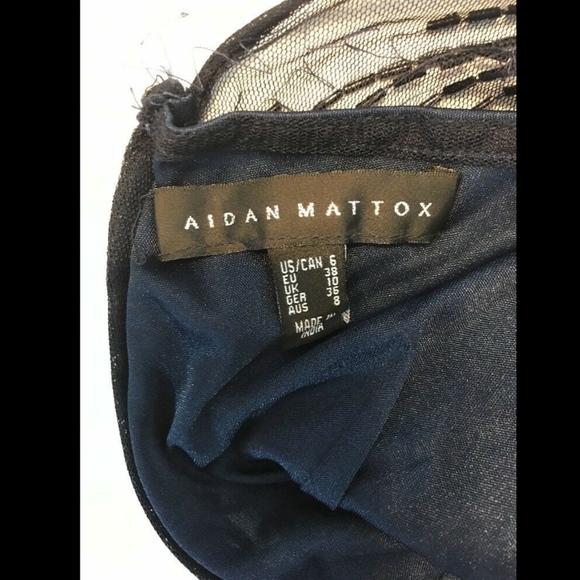 NWT Aidan Mattox V-Neck Blouson Beaded Gown‎ in Navy Blue/Black [SZ 6 US] - Picture 6 of 7